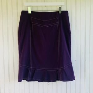 Anthropologie Elevenses Straight Ruffle Hem Stretch Side Zip Skirt Size 12
